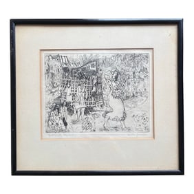 Anthony Gross 1930 Etching in Original Frame