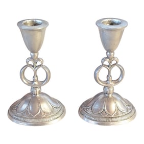 Pair of }1930's Just Andersen Pewter Candlesticks Made in Denmark