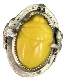 Mid 20th Century Sterling Filigree Scarab Ring, Size 5.25