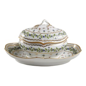 18th-Century French Porcelain Sauce Tureen With Attached Undertray by André-Marie Leboeuf,