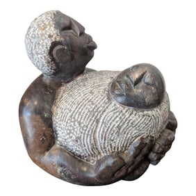 1990s K. Musekiwa Shona Artist's Carved Stone of Mother and Child
