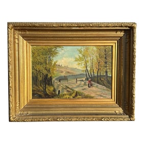 Exceptional + Original 19th C. English School Oil on Canvas in Bold Gilt Frame
