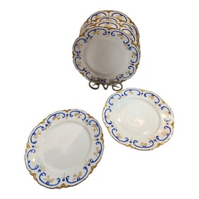 Very Rare Set of 6 Antique Limoges Venice Dinner Plates