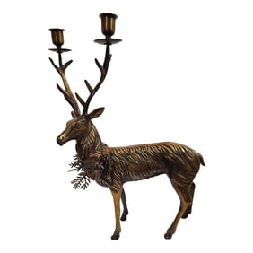 Beautiful Solid Brass Stag Candleabra