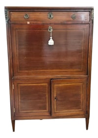 Late 19th Century French Louis XVI Style Secretary Desk With Cabinet Storage