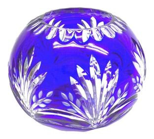 Vintage Bohemian Cobalt Crystal Cut Flower Vase