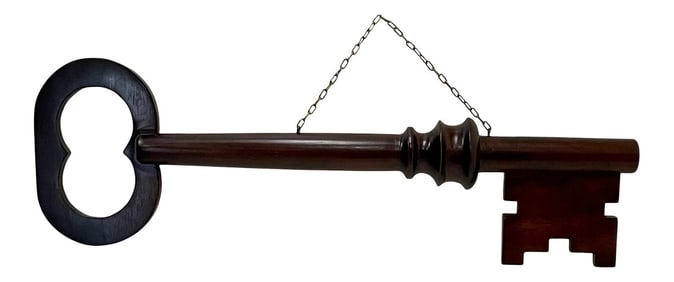 Antique Carved Wood Locksmith Trade Sign