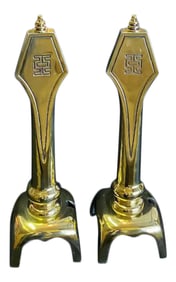 Art Deco Style Brass Chenets