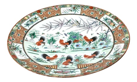 1950s XL Charger Hand Painted and Fired in Hong Kong