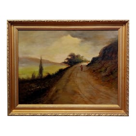 David Middleton-Walking Downhill in a California Landscape -1911 Oil Painting