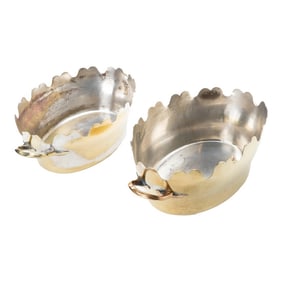 Pair of French Silvered Brass Verrière Wine Rinsers (1700's)