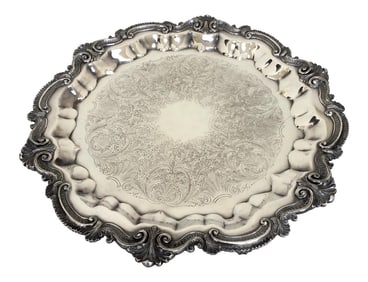 Antique Rococo Style Silver on Copper Tray