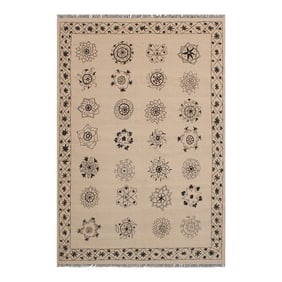 Early 21st Century Kilim Beige Black Wool Rug