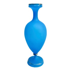French Blue Opaline Vase Circa 1880s'