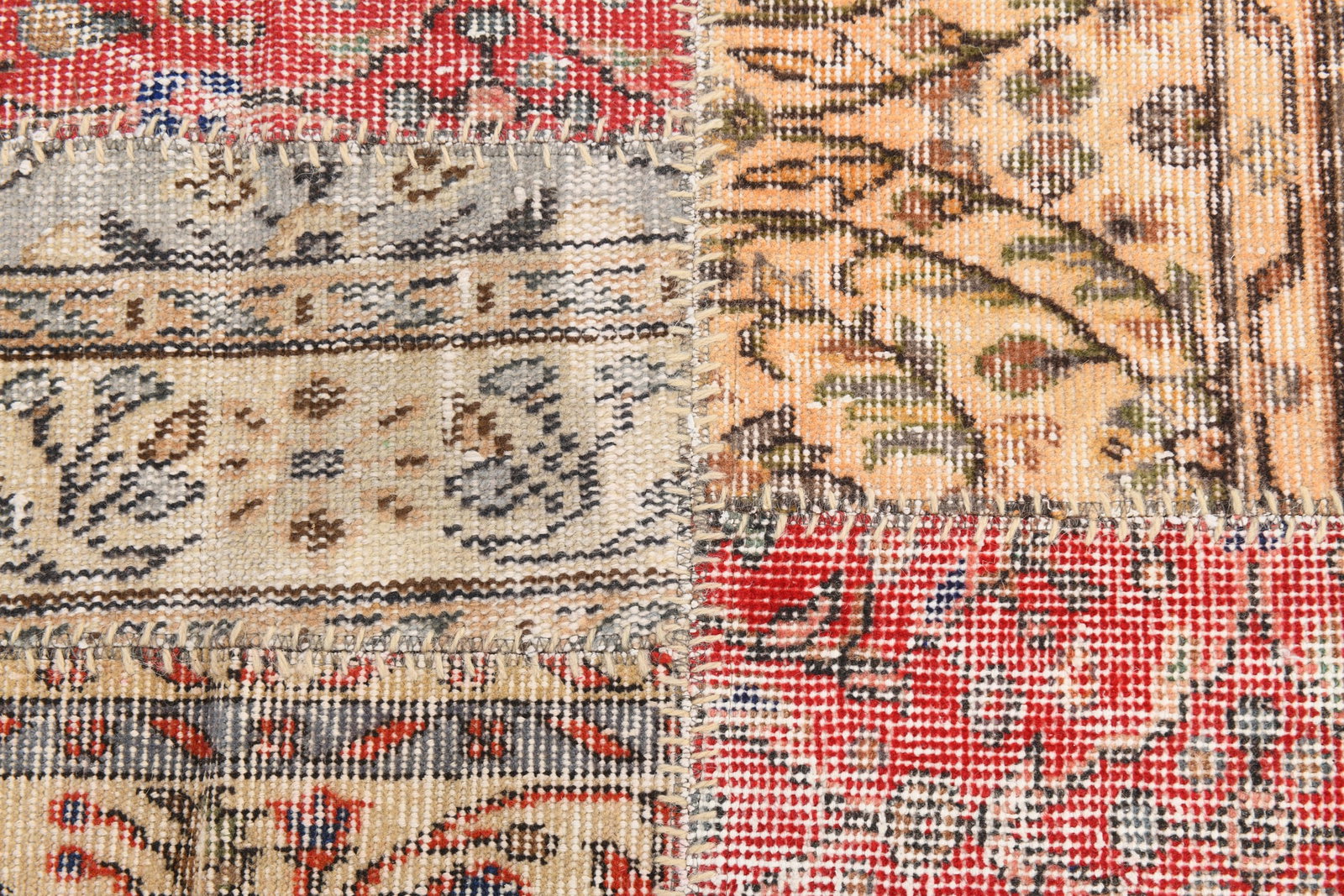 7'0'' x 9'10'' Handmade Vintage Wool Patchwork Rug - 5 - 11