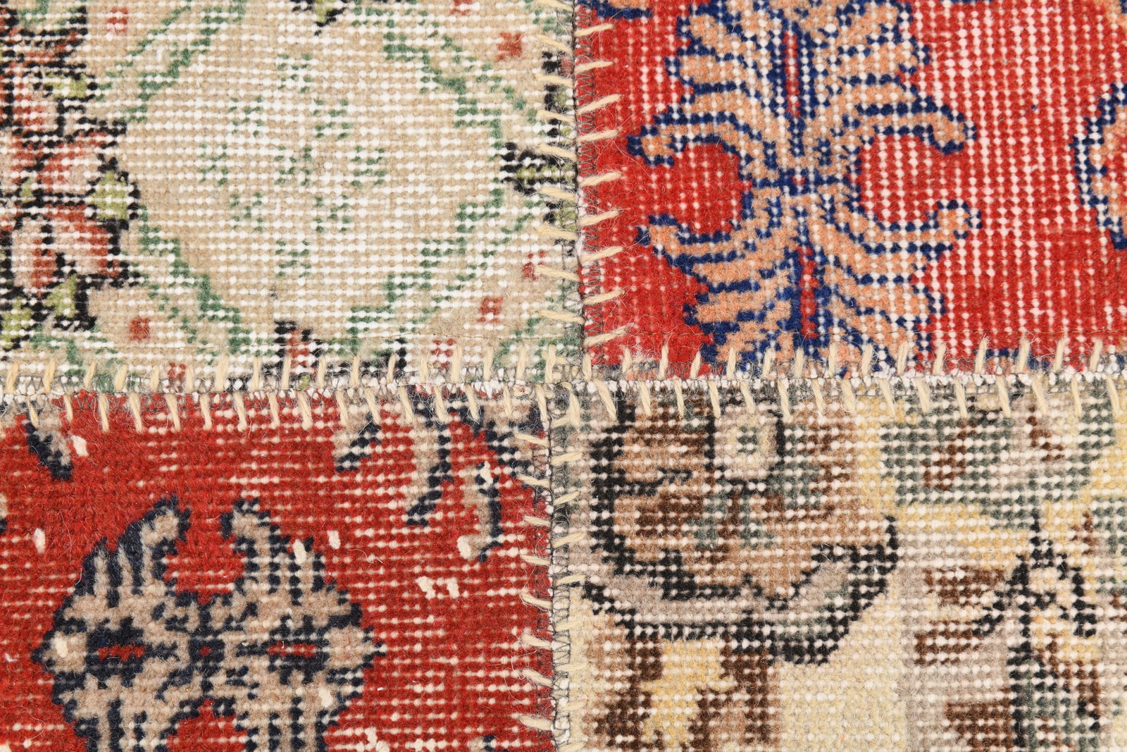 7'0'' x 9'10'' Handmade Vintage Wool Patchwork Rug - 5 - 12