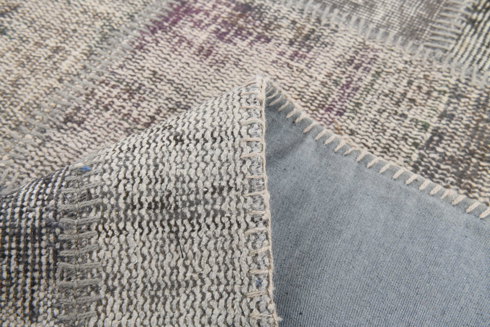 4'10'' x 8'4'' Handmade Vintage Wool Patchwork Rug - 615 - 17