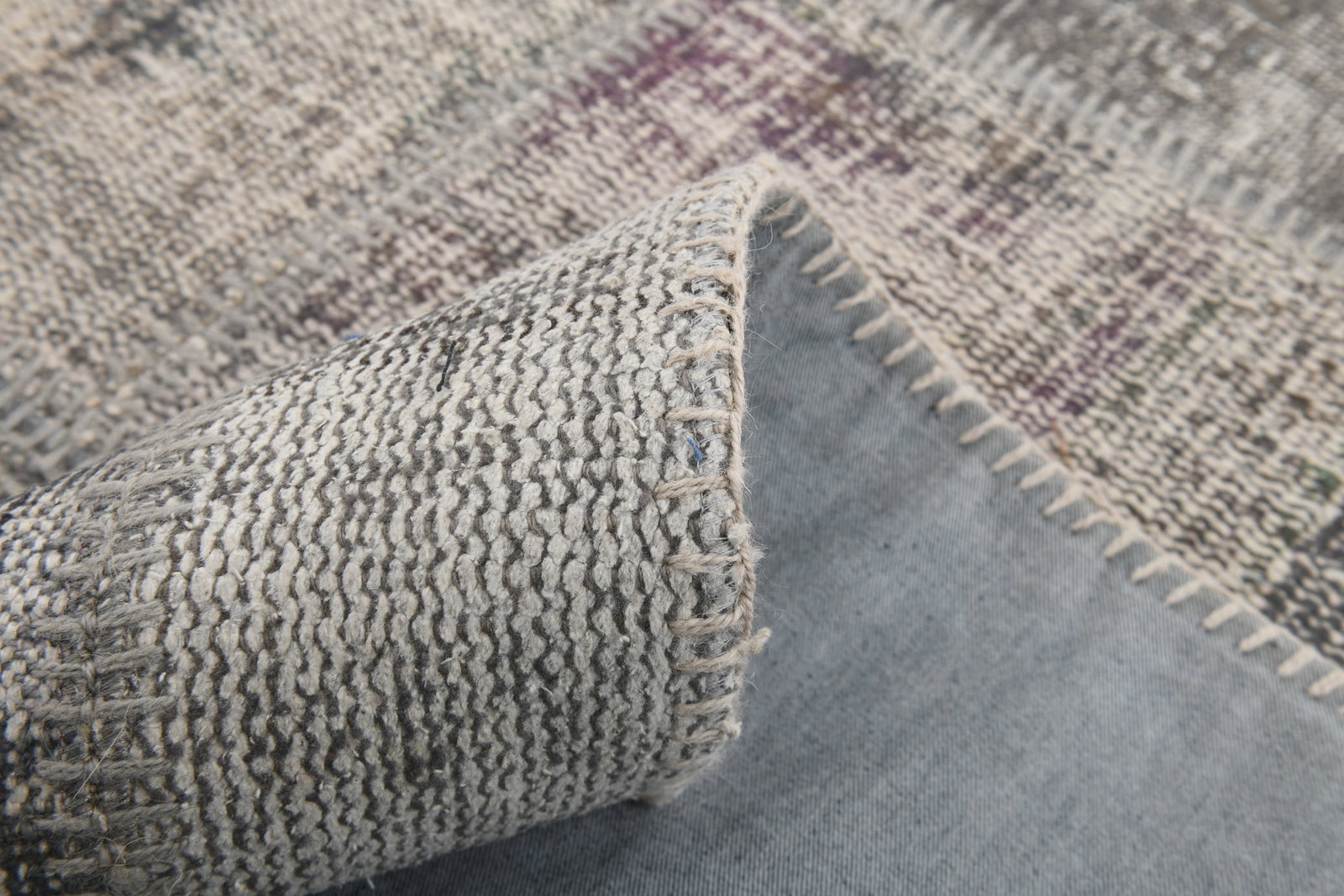 4'10'' x 8'4'' Handmade Vintage Wool Patchwork Rug - 615 - 18