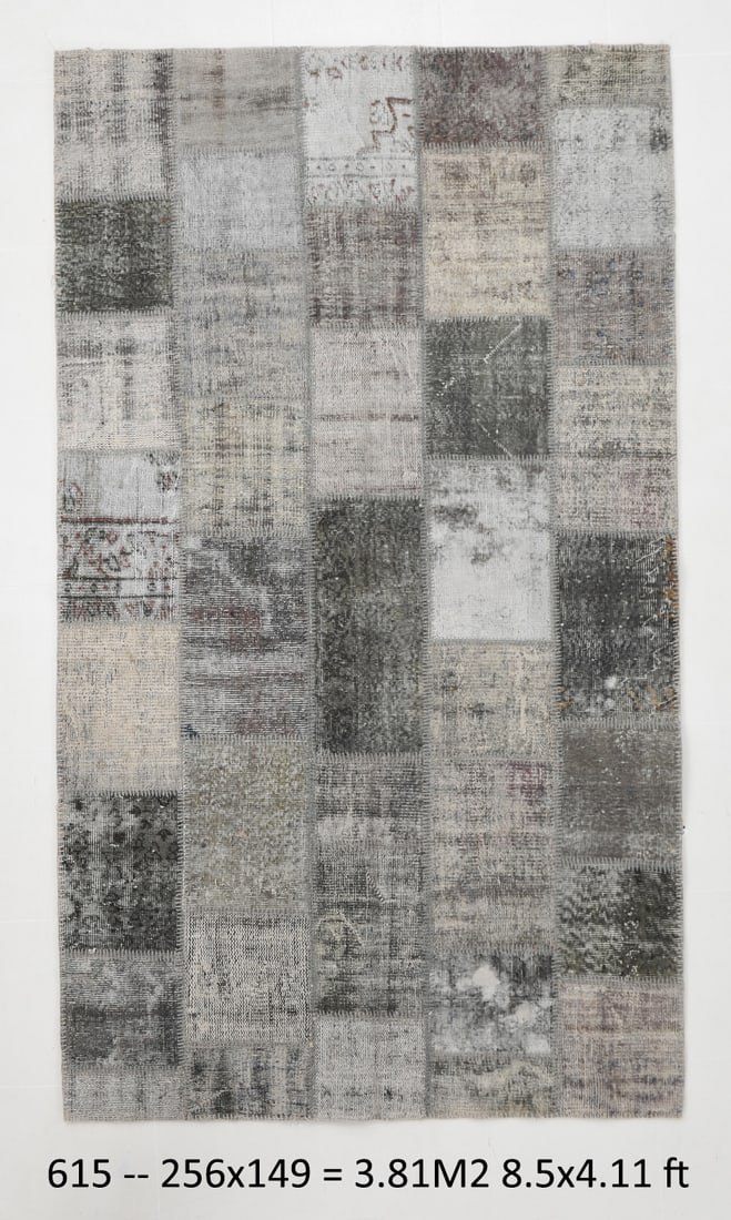 4'10'' x 8'4'' Handmade Vintage Wool Patchwork Rug - 615