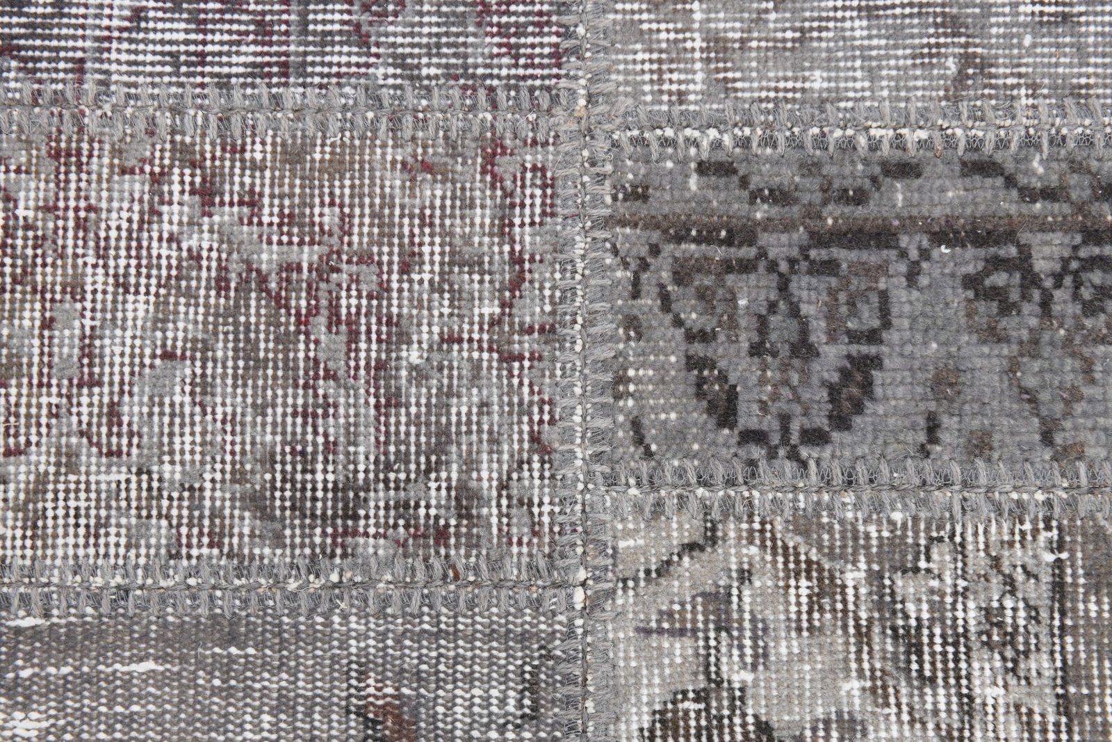 6'7'' x 9'11'' Handmade Vintage Wool Patchwork Rug - 516 - 11