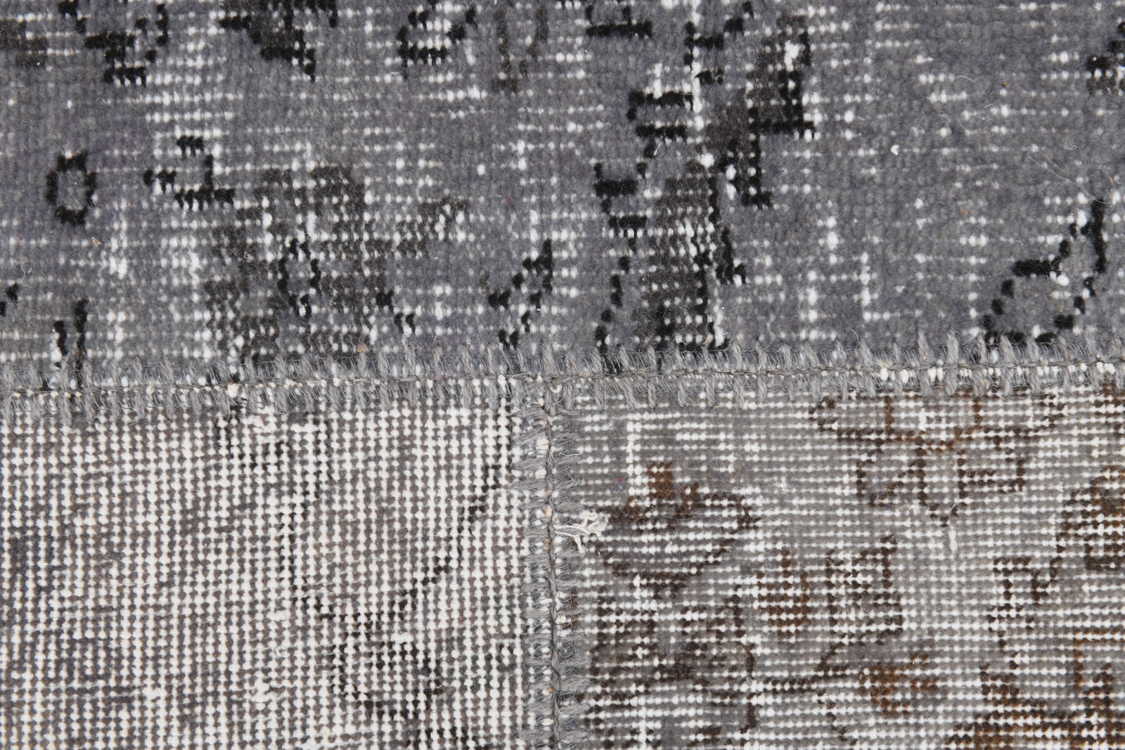 6'7'' x 9'11'' Handmade Vintage Wool Patchwork Rug - 516 - 12