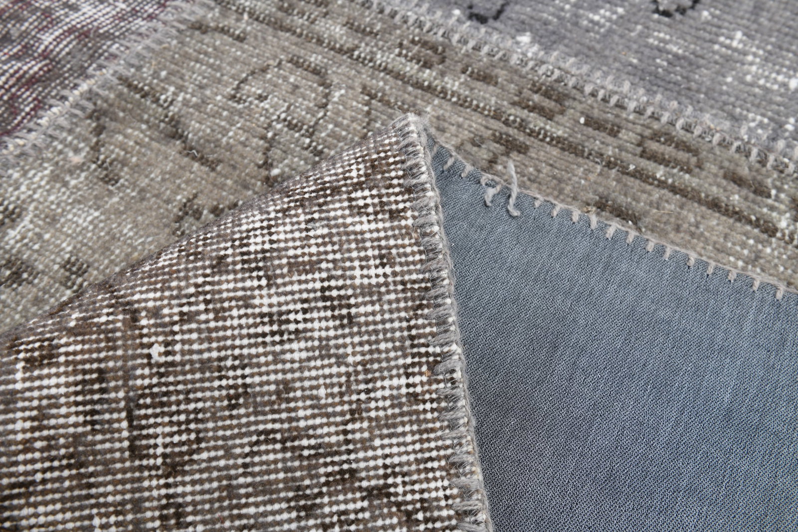6'7'' x 9'11'' Handmade Vintage Wool Patchwork Rug - 516 - 17