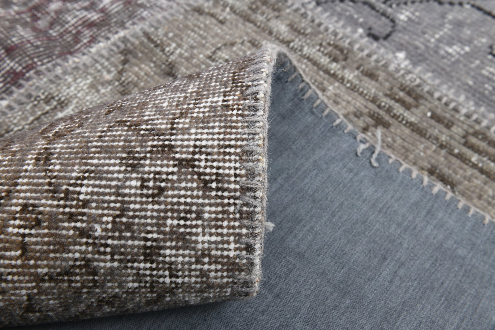 6'7'' x 9'11'' Handmade Vintage Wool Patchwork Rug - 516 - 18