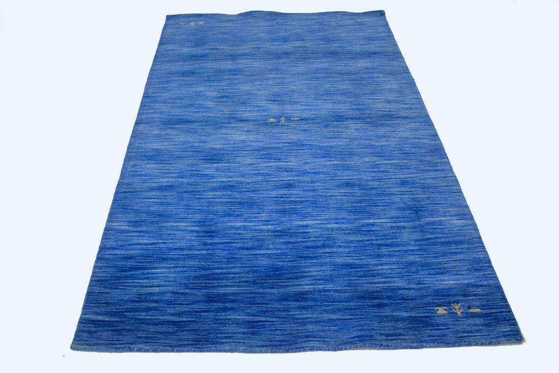 Solid Blue 5X8 Oriental Modern Rug - 10