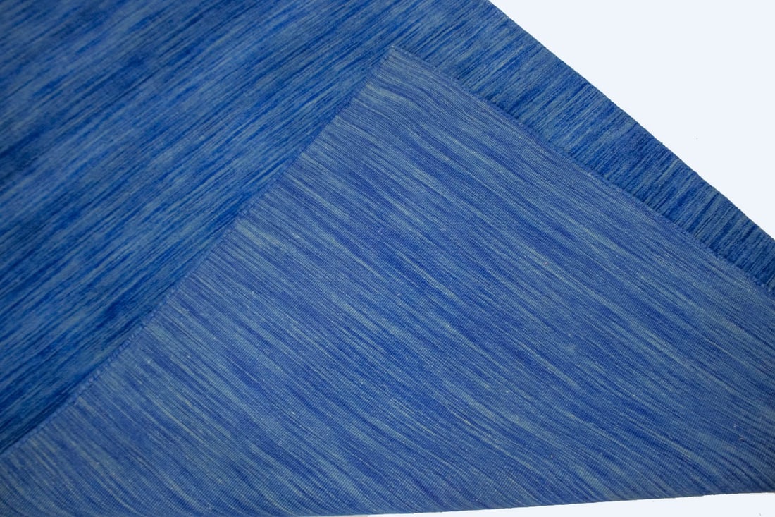 Solid Blue 5X8 Oriental Modern Rug - 11