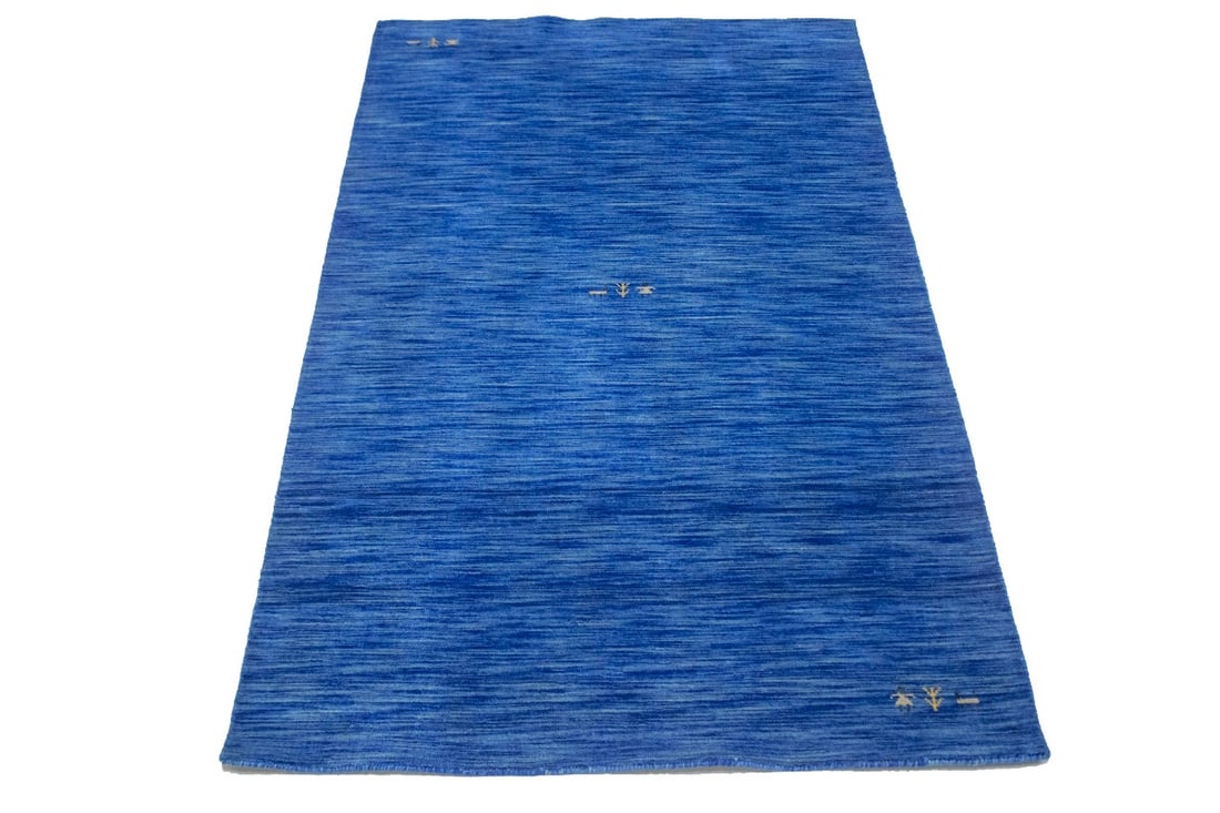 Solid Blue 5X8 Oriental Modern Rug - 2