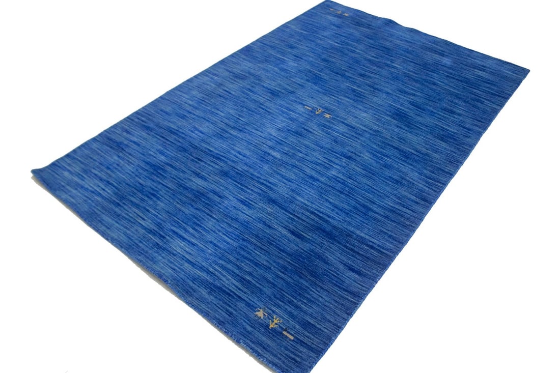 Solid Blue 5X8 Oriental Modern Rug - 3