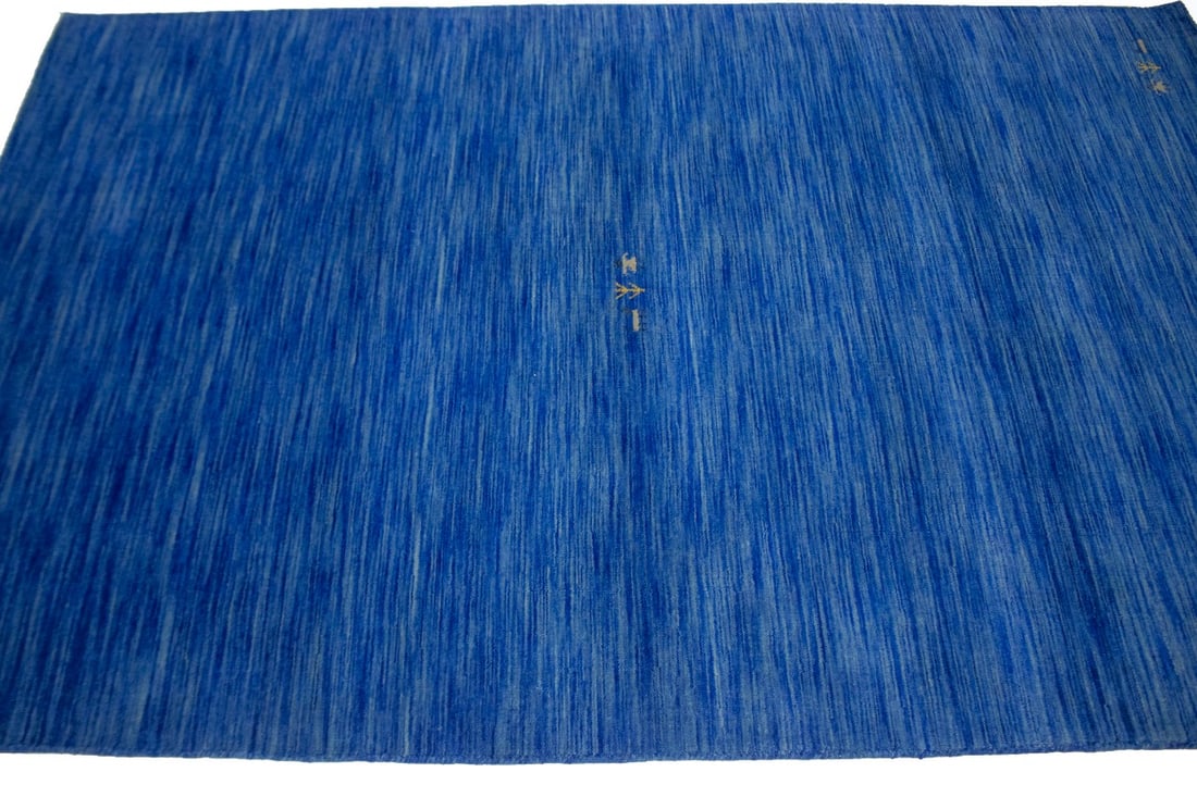 Solid Blue 5X8 Oriental Modern Rug - 5