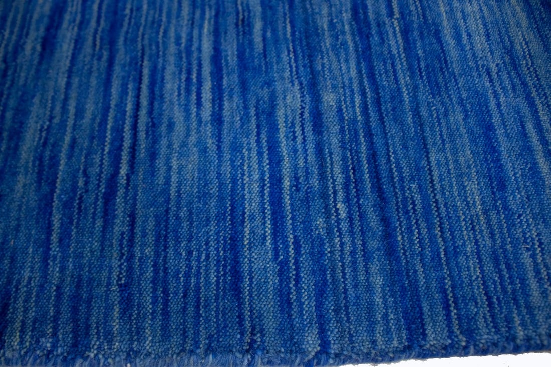 Solid Blue 5X8 Oriental Modern Rug - 7