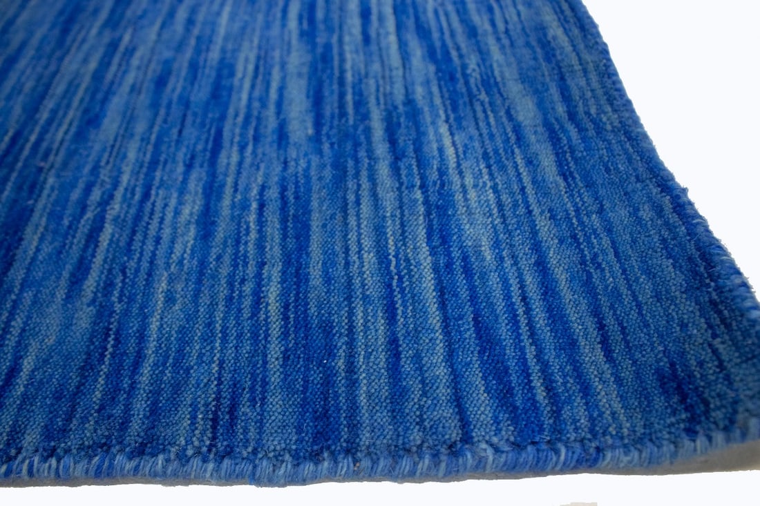 Solid Blue 5X8 Oriental Modern Rug - 8