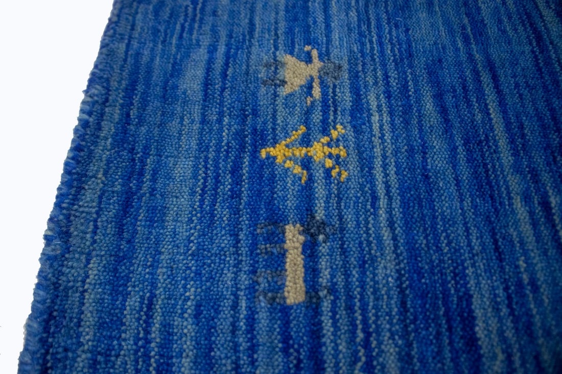 Solid Blue 5X8 Oriental Modern Rug - 9