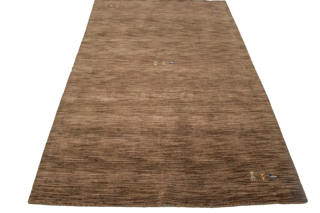Solid Brown 5X8 Oriental Modern Rug - 2