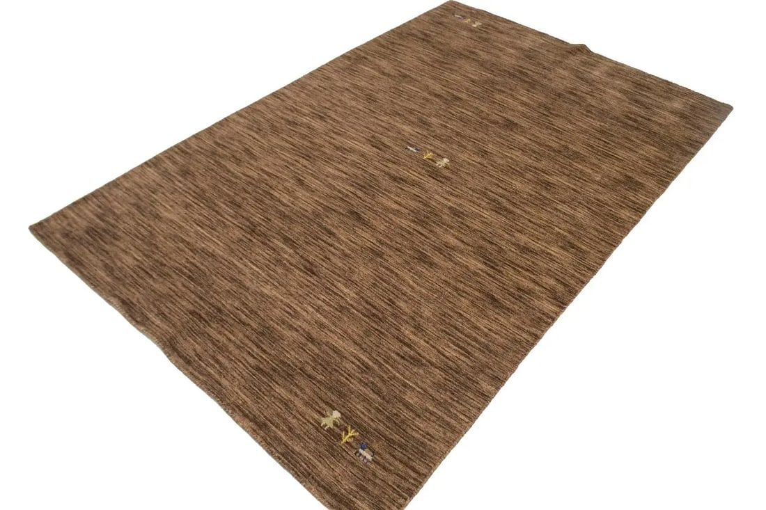 Solid Brown 5X8 Oriental Modern Rug - 3