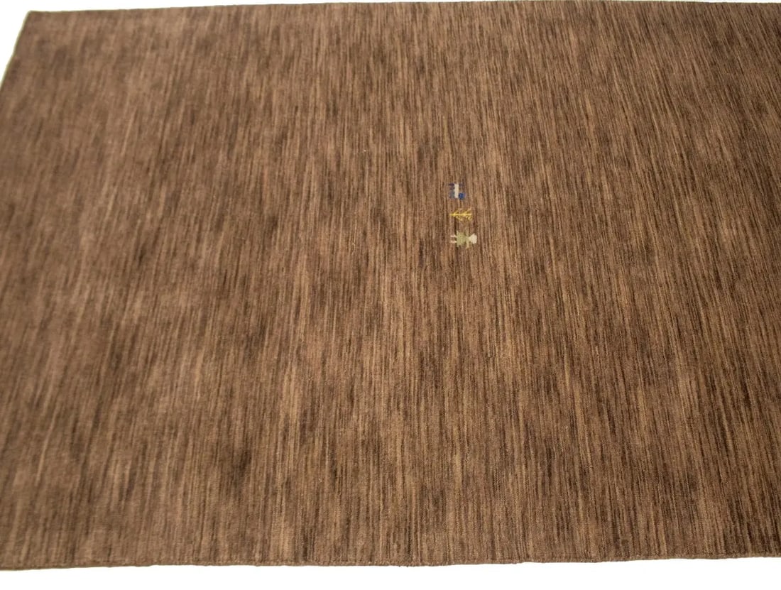 Solid Brown 5X8 Oriental Modern Rug - 7