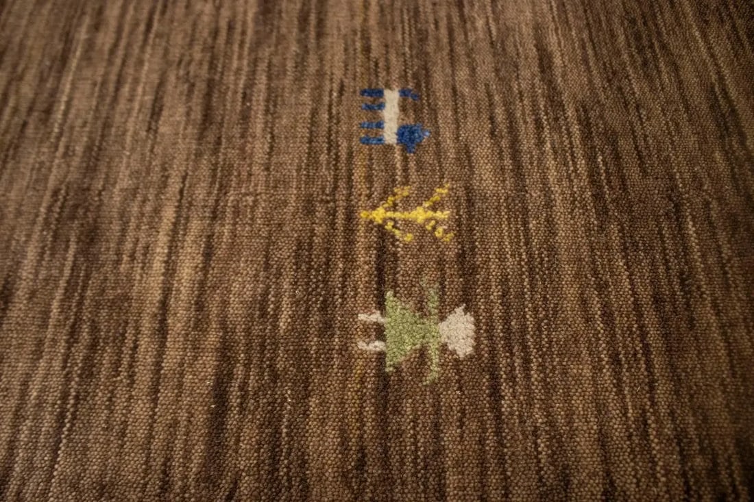 Solid Brown 5X8 Oriental Modern Rug - 8