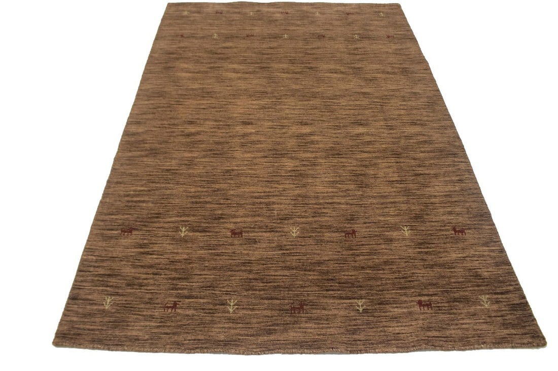 Solid Brown 5X8 Oriental Modern Rug - 10