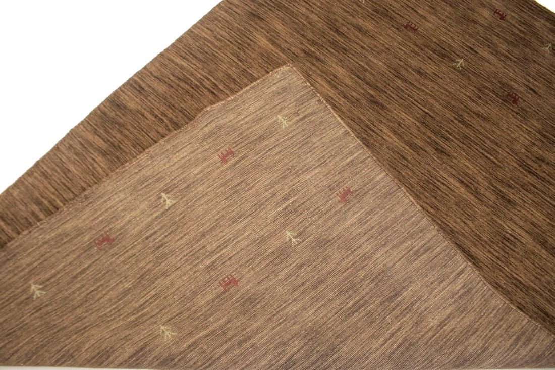 Solid Brown 5X8 Oriental Modern Rug - 11