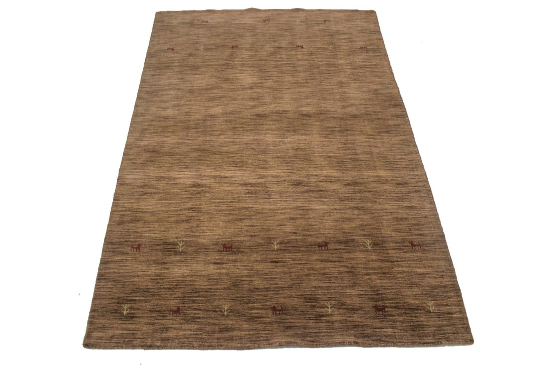 Solid Brown 5X8 Oriental Modern Rug - 2