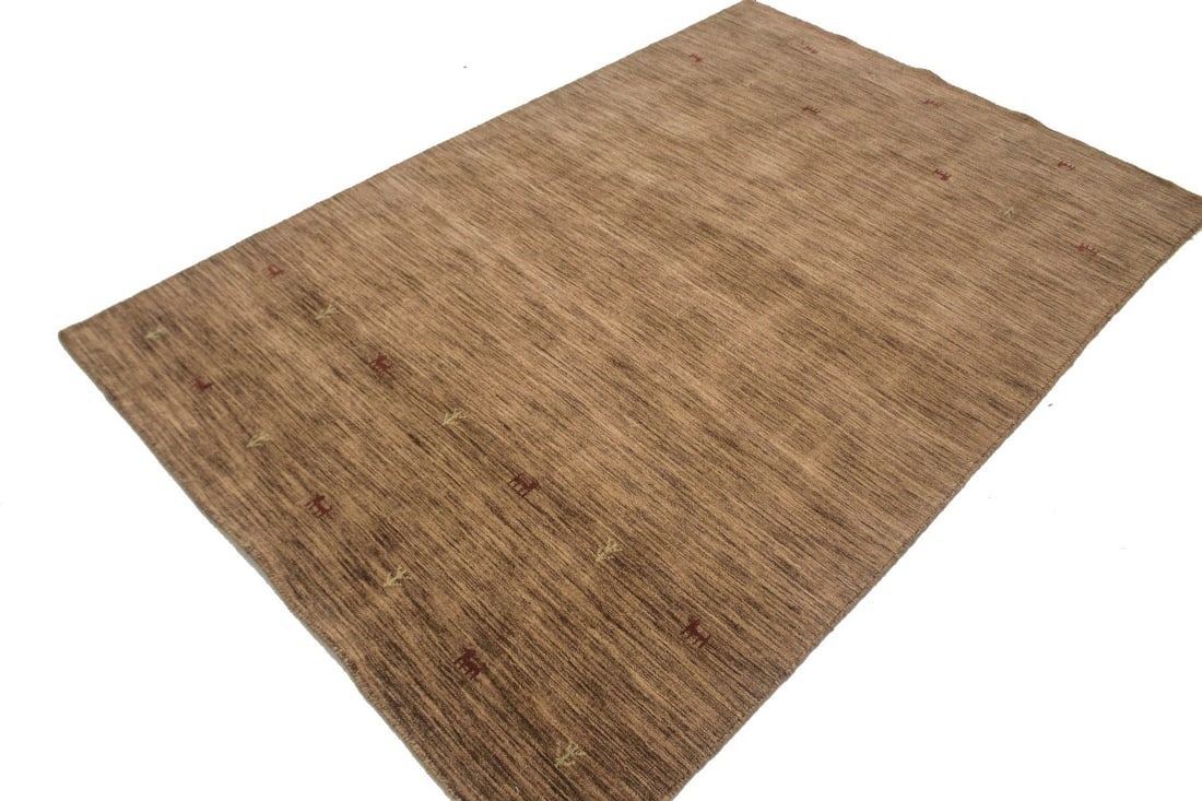 Solid Brown 5X8 Oriental Modern Rug - 3
