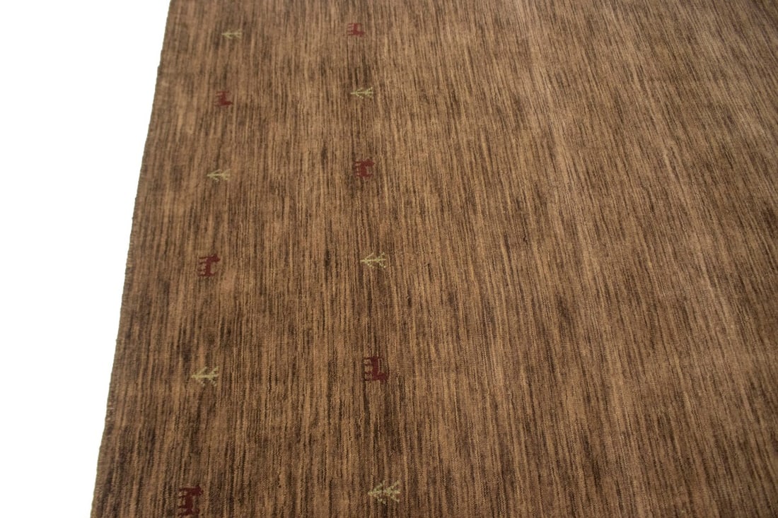 Solid Brown 5X8 Oriental Modern Rug - 7