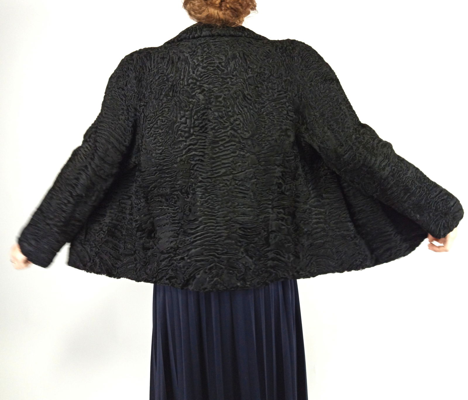 BLACK PERSIAN LAMB FUR JACKET EU: XL ; US: 20 (1 of 10)