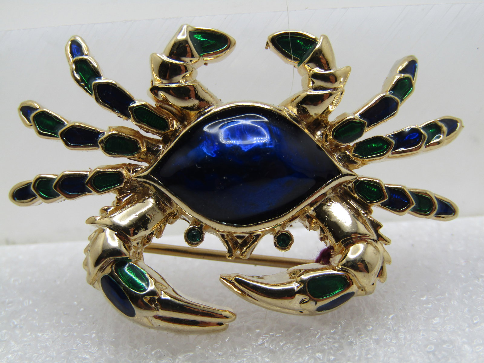 Vintage Enameled Crab Brooch, 1980's, Blue/Green (1 of 5)