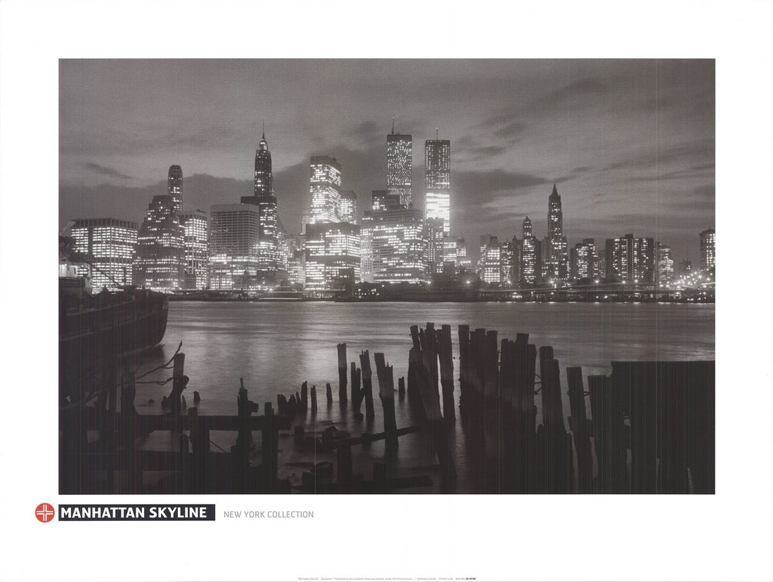 Artist Unknown - Manhattan Skyline - Offset Lithograph 23.5" x 31.5": Lot Title: Artist Unknown - Manhattan Skyline - Offset Lithograph 23.5" x 31.5" Artist: Artist Unknown Title: Manhattan Skyline Description: "Manhattan Skyline" by Artist Unknown, Unsigned Offset Lith