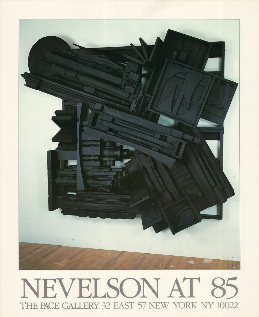 Louise Nevelson - Nevelson at 85 - 1985 Offset Lithograph 33" x 27": Lot Title: Louise Nevelson - Nevelson at 85 - 1985 Offset Lithograph 33" x 27" Artist: Louise Nevelson Title: Nevelson at 85 Description: "Nevelson at 85" by Louise Nevelson, 1985 Unsigned Offset Lith