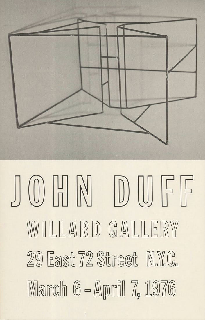 John Duff - Willard Gallery - 1976 Offset Lithograph 21" x 13.5": Lot Title: John Duff - Willard Gallery - 1976 Offset Lithograph 21" x 13.5" Artist: John Duff Title: Willard Gallery Description: "Willard Gallery" by John Duff, 1976 Unsigned Offset Lithograph. Paper
