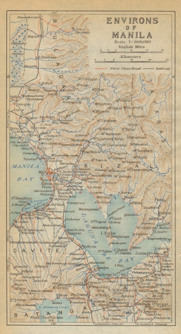 Manila & environs. Luzon. Philippines 1920 old antique vintage map plan chart (1 of 1)